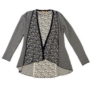 Belldini Black and Cream Open Front Cardigan Size Medium